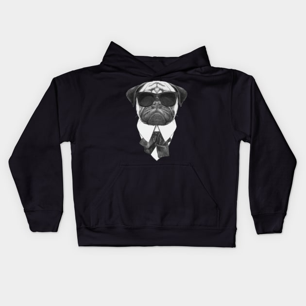 Pug In Black Kids Hoodie by AnimalsFashion